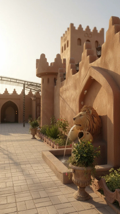 بومگردی با المان آبنما،برج قلعه ای جهت جذب توریست